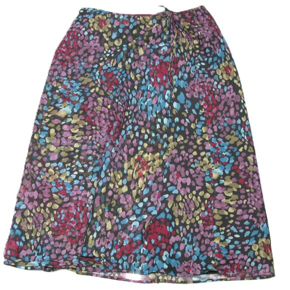 Cato Colorful Lightweight Lined Faux Wrap Midi Skirt Size Small - Picture 1 of 5